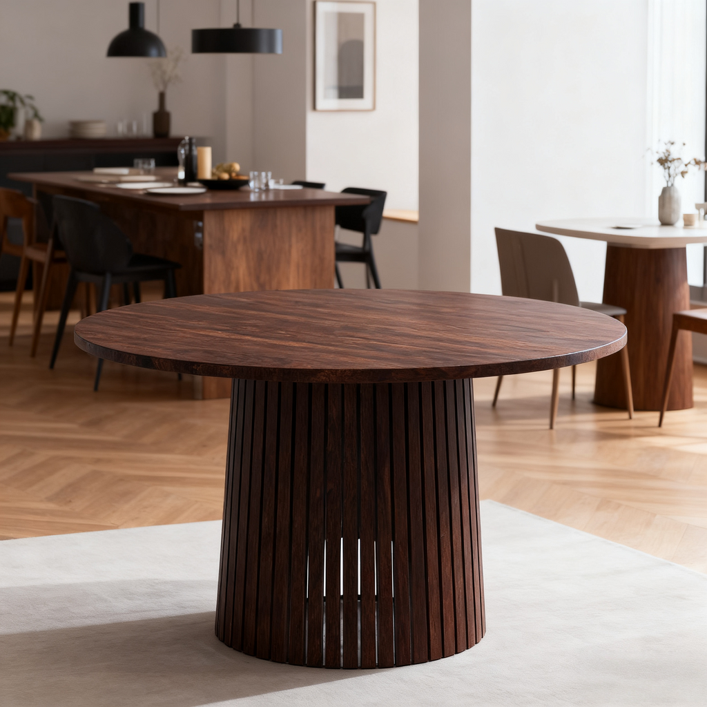 Tavolo Rotondo in Legno Scuro