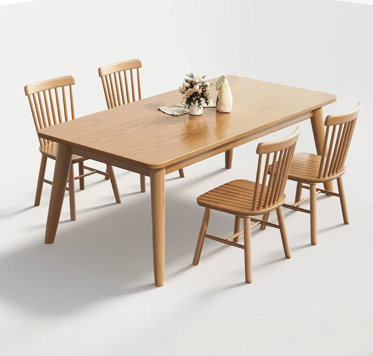 Tavolo da Pranzo Rettangolare in Legno Massello