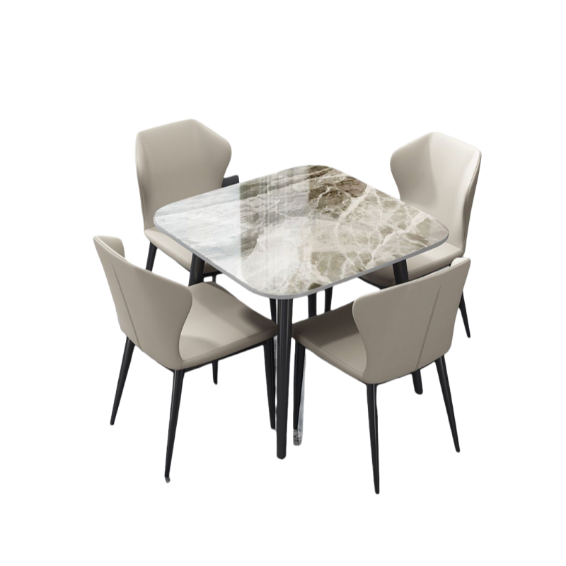 Tavolo Quadrato Grigio Lucido