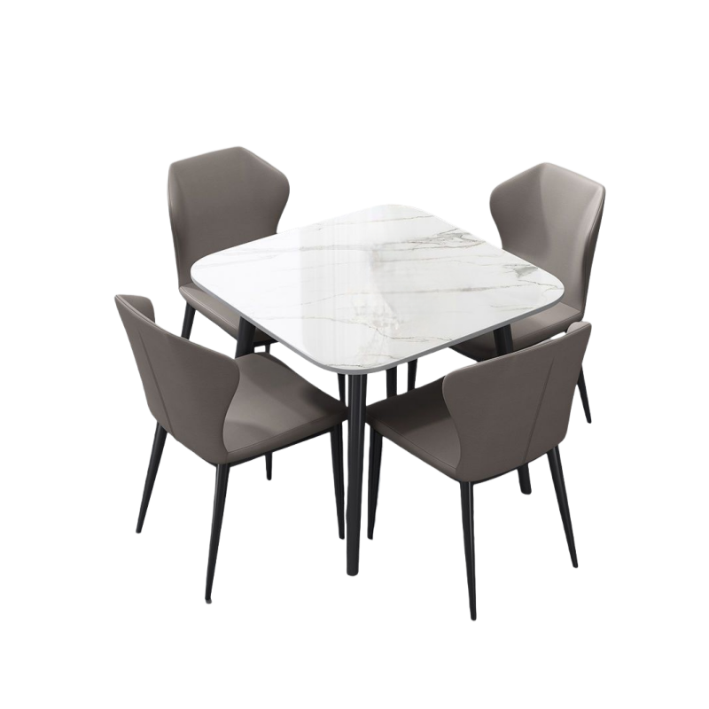 Tavolo Quadrato in Laminato Bianco Lucido